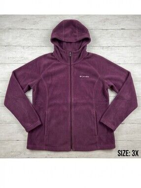 Columbia Sportswear Women's Plus 3X Purple Full Zip Hooded Fleece Jacket AW6485